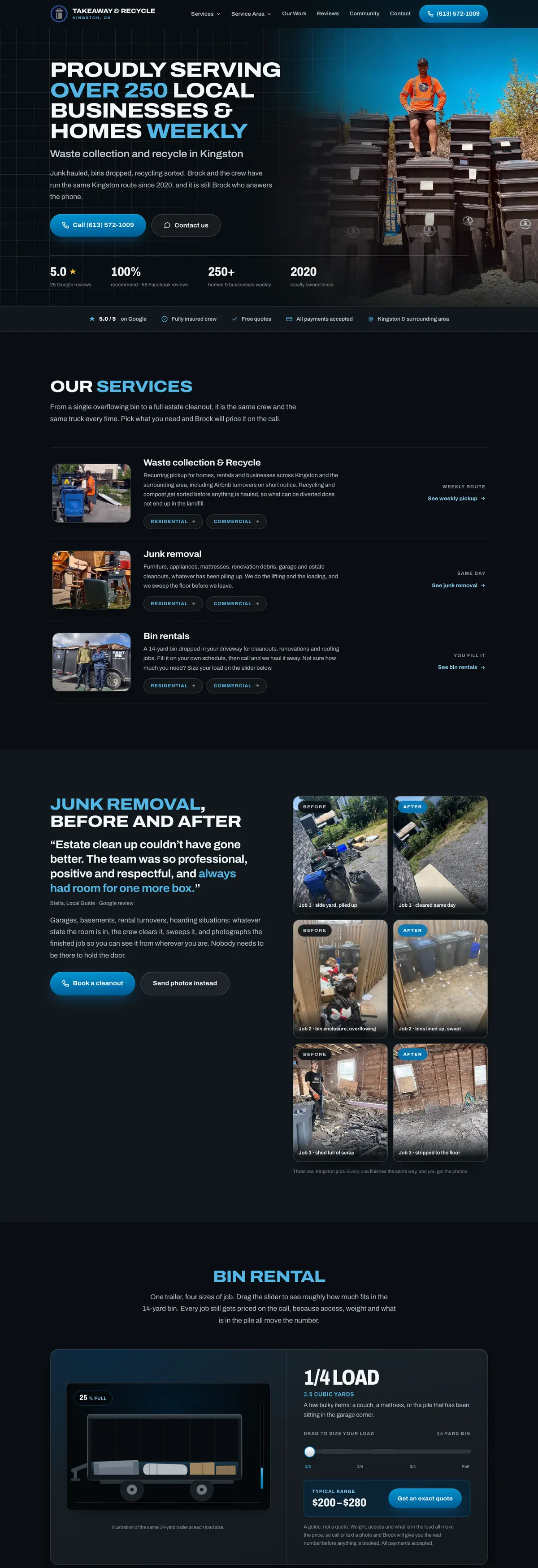 The TakeAway & Recycle homepage on a desktop screen