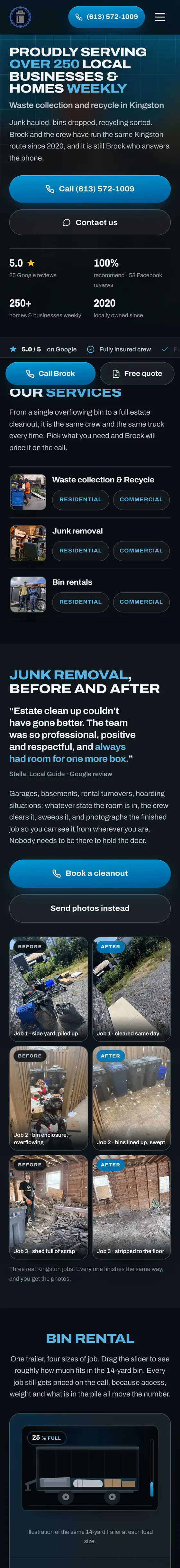 The TakeAway & Recycle homepage on a phone